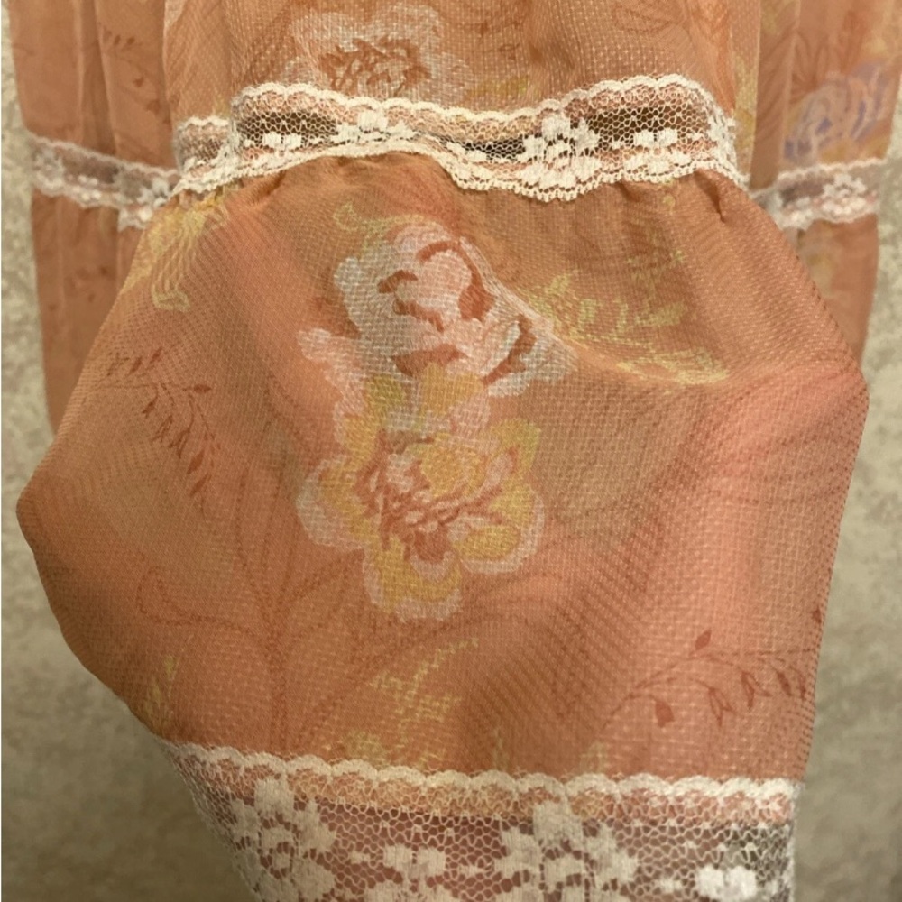 Victoria's Secret Orange Floral Babydoll with White Lace - Picture 5 of 11